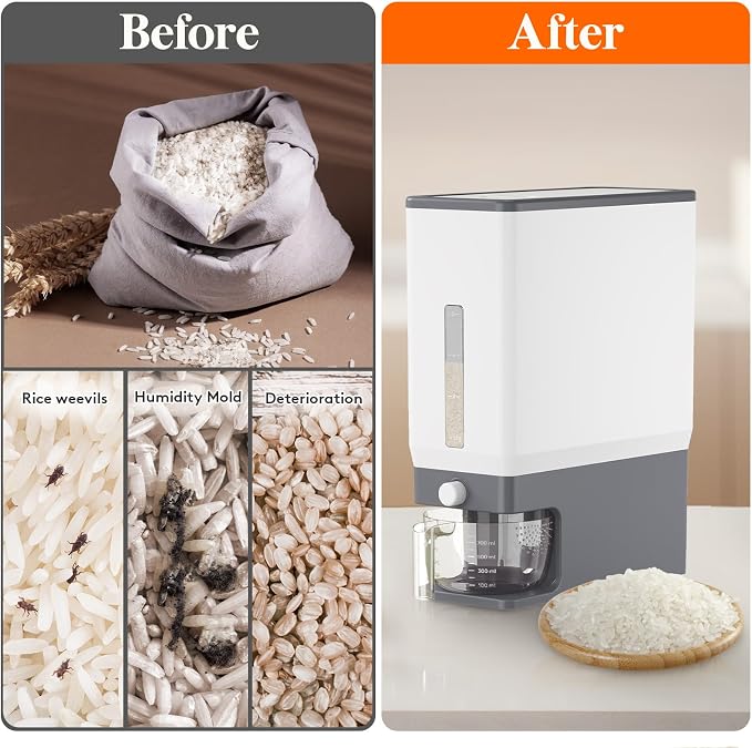 Lifewit Rice Dispenser 25 Lbs, Rice Storage Container Sealed Moisture Proof - Image 5