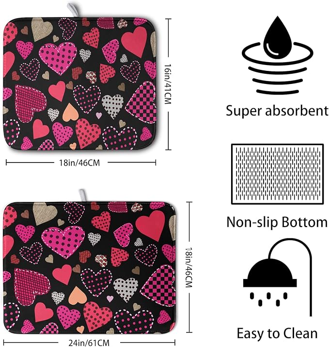 Valentine's Day Kitchen Drying Mats - Image 2