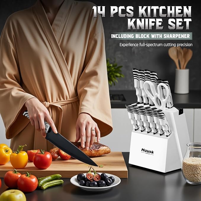 Huusk Knife Block Set with Sharpener - Image 2