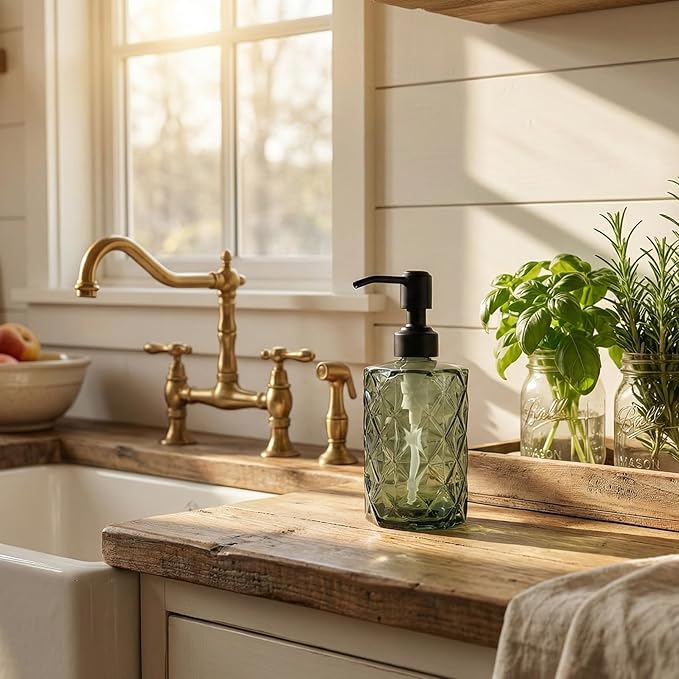 JASAI Forest Green Glass Soap Dispenser - Image 4