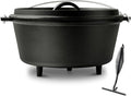 10 QT Pre-Seasoned Cast Iron Camp Dutch Oven by Blingco