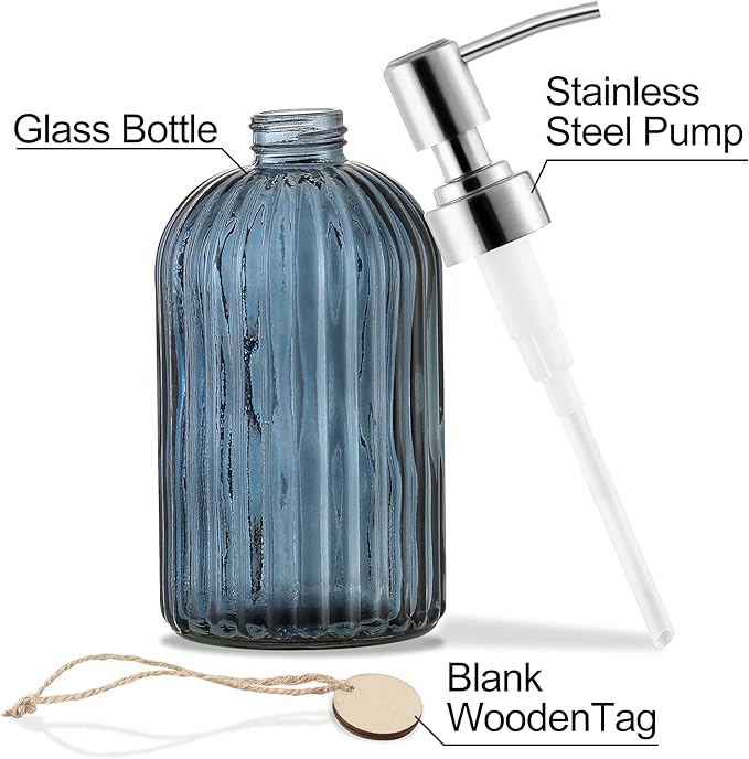 MOCLIF 16 OZ Soap Dispenser，Tempered Glass Clear Vertical Stripe - Image 3
