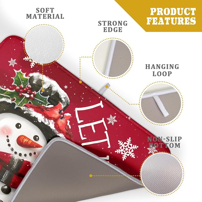 Winter Snowman Dish Drying Mat for Kitchen Counter 18x24 Inch Christmas Dish - Image 4