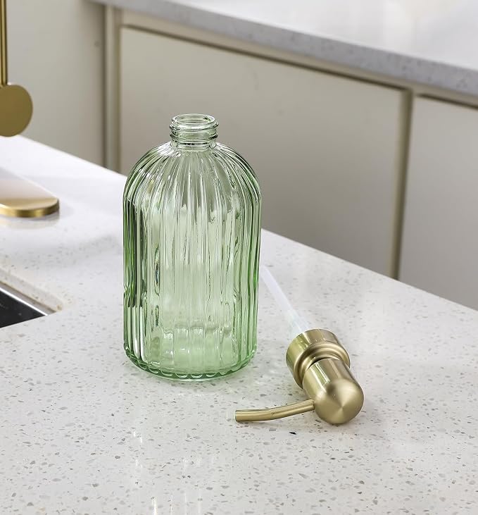16Oz Green Glass Soap Dispenser - Image 3