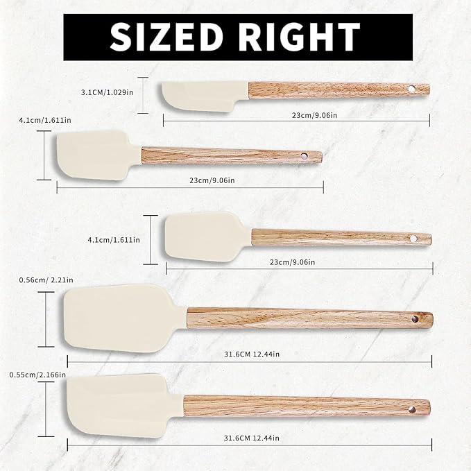 Ptanexx 5-Pcs Wooden Handle Silicone Spatula Set - Image 5