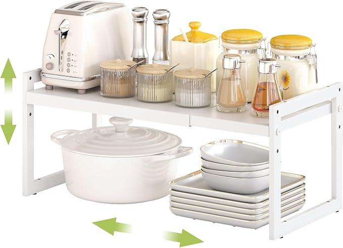 DOLALIKE Expandable Kitchen Countertop Organizer, Stackable Cabinet Shelf by DOLALIKE