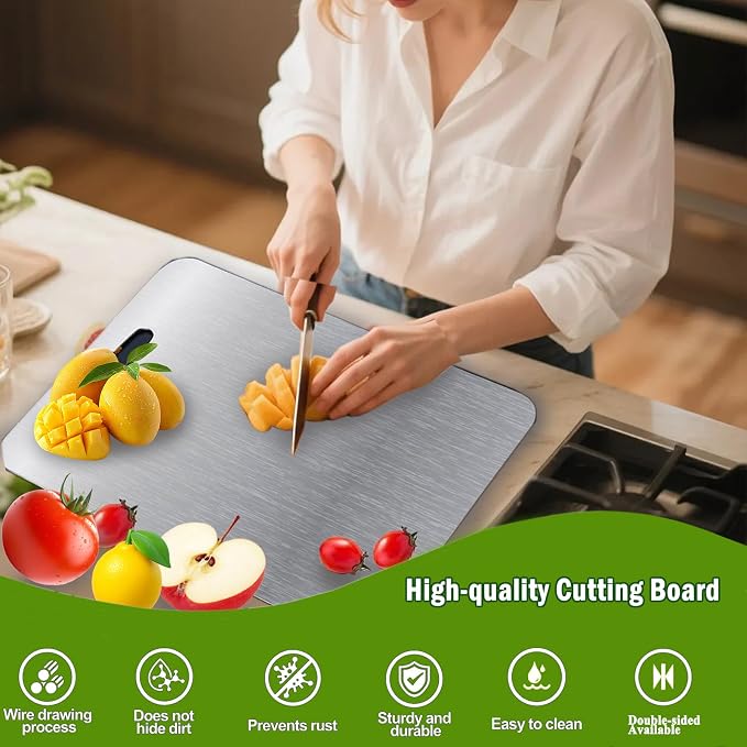 Stainless Steel Cutting Boards for Kitchen, 2026 New Upgrade Titanium Cutting - Image 5