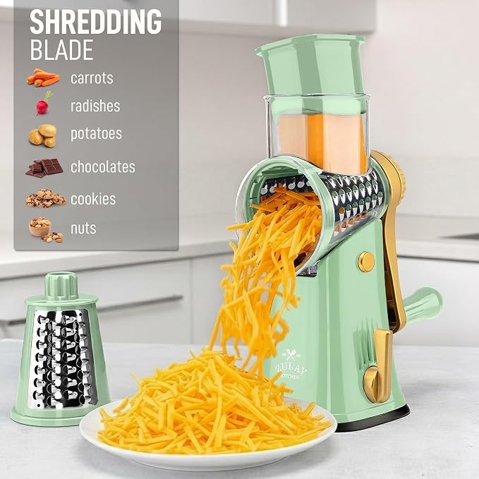 Zulay Kitchen Rotary Cheese Grater 5 Blade Cheese Shredder - Image 3