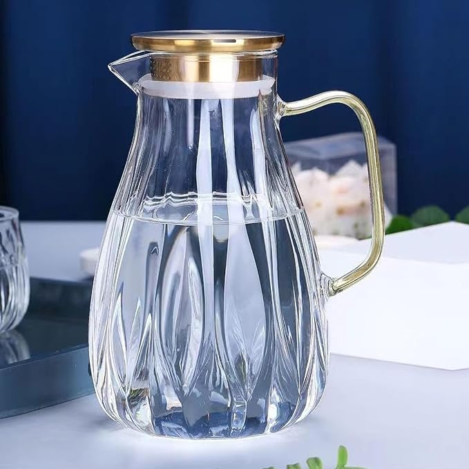 68 oz Glass Pitcher with Lid Water Pitcher with Handle and Spout Heat Resistant - Image 2