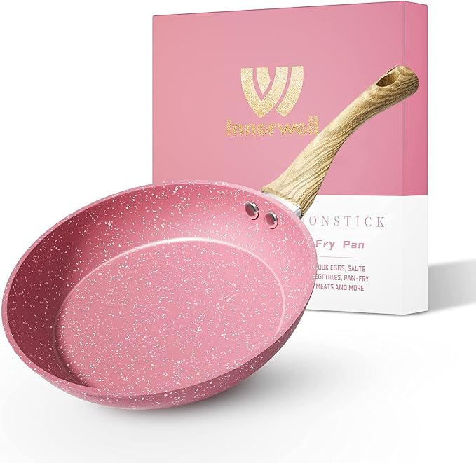 Frying Pan Nonstick, 9.5 Inch Pink Egg Pan, Non Stick Fry Pan 100% PTFE by Innerwell