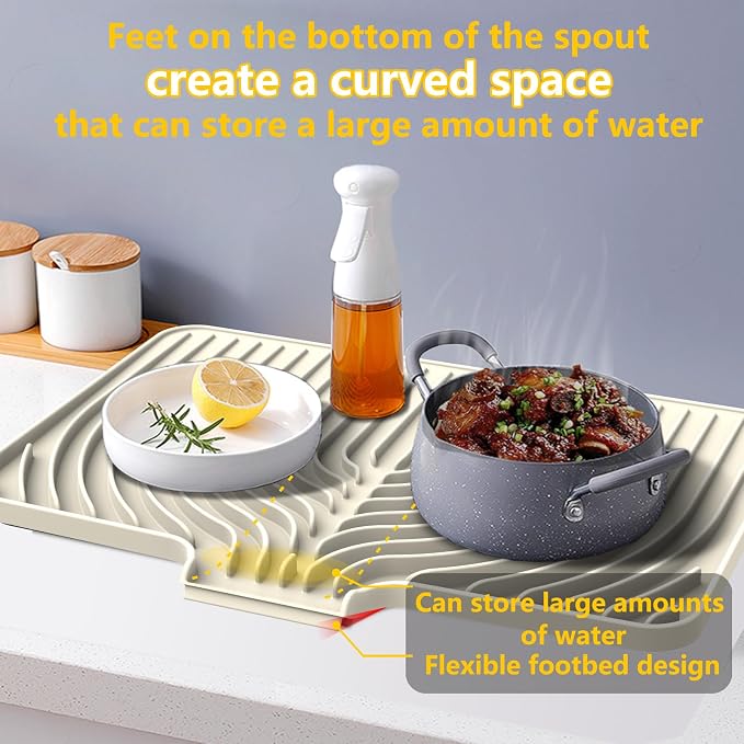 Silicone Drying Mat for Kitchen Counter, Dish Drying Rack Matt - Image 5