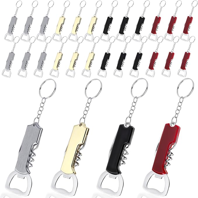 Ziliny 24 Pcs Bottle Opener Keychain Bulk Wine Bottle Beer Opener Keychain by Ziliny