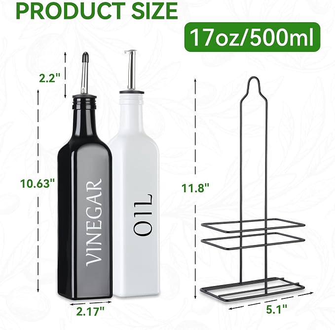 Vakoo Oil and Vinegar Dispenser Set - 17oz/500ml - Image 8