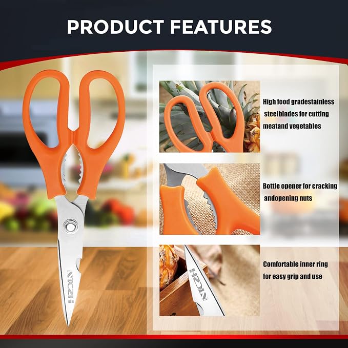 Kitchen Shears, Food Grade Stainless Steel Sharp Utility Scissors - Image 4