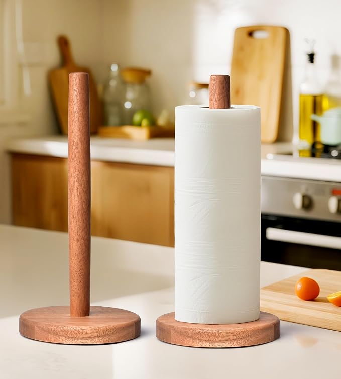 KitchLife Acacia Wooden Paper Towel Holder Countertop, Large Size - Image 7