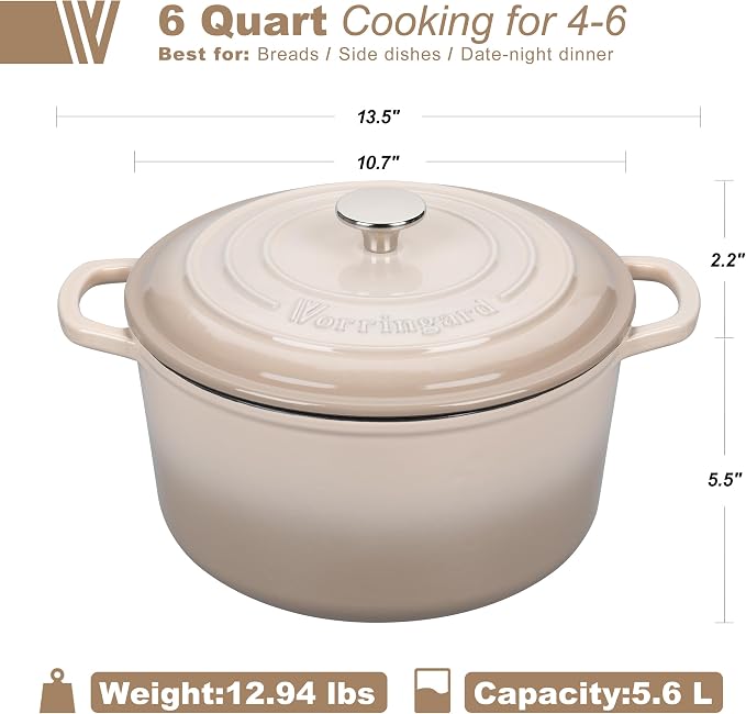 VORRINGARD Enameled Cast Iron Dutch Oven Pot - Image 2