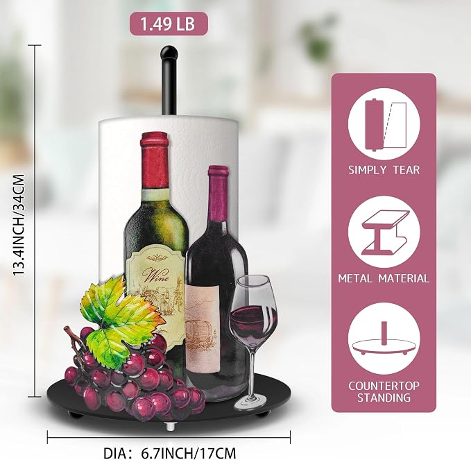 Hexagram Wine Paper Towel Holder, Wine Kitchen Bar Decor, Retro Decor - Image 2