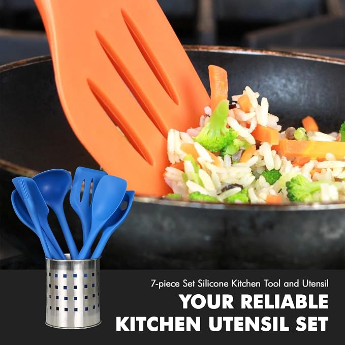 Chef Craft 7 Piece Blue Premium Silicone Kitchen Tool Set - Image 5