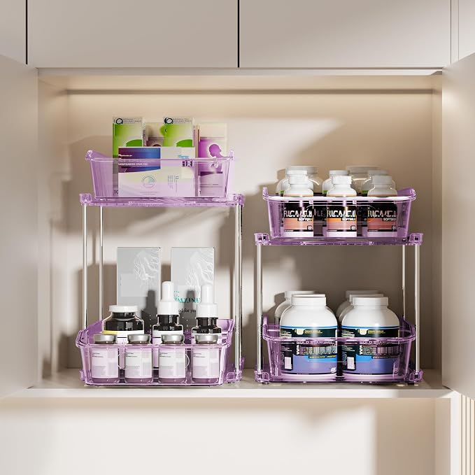 Delamu 2-Tier Under Sink Organizers and Storage, Pull Out Kitchen Pantry - Image 7