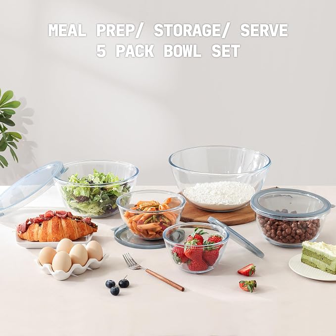 Cuiselect 5pc Glass Mixing Bowls - Image 2
