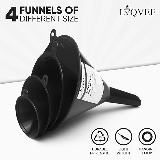 Funnels for Kitchen Use – Black Set in 4 Sizes | Durable, Non-Toxic Food Grade - Image 2