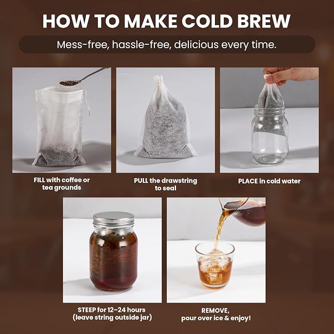 Cold Brew Bags, 4 * 6 Inch Fine Mesh Drawstring Pouches, Fits Mason Jars & - Image 3