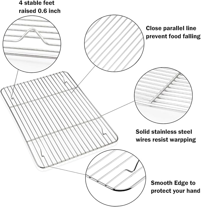 P&P CHEF 16 + 12.5 + 10.4 + 9 Inch Baking Sheet and Rack Set, Oven & Dishwasher - Image 4