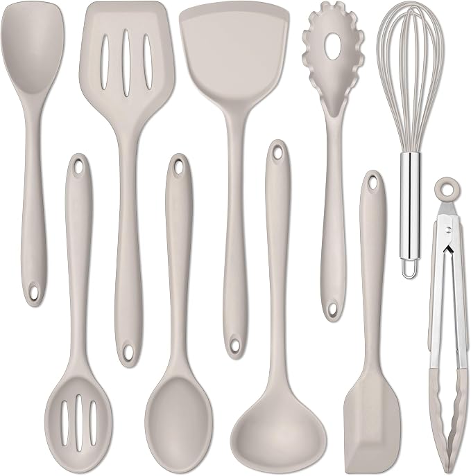 E-far 10 Pieces Silicone Cooking Utensils Set, Heat Resistant Kitchen Utensil by E-far