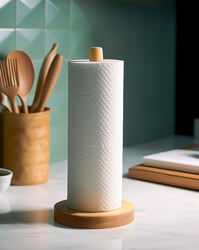 KitchLife Wooden Paper Towel Holder Countertop by OverDoorHooksKitchenSupplies