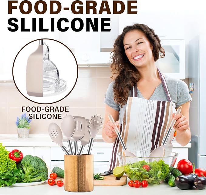 5Pcs Silicone Cooking Utensils Set, Heat Resistant Kitchen Tools Include - Image 6