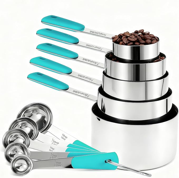 Bopei Measuring Cups and Spoons Set Stainless Steel 10 Piece by Bopei