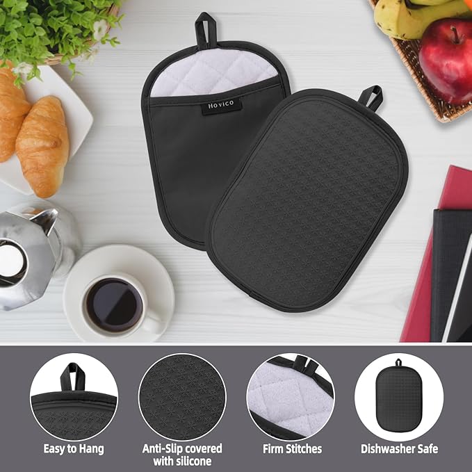 Hovico 2PCS Silicone Pot Holders, Oven Mitts Heat Resistant Hot Pads - Image 3