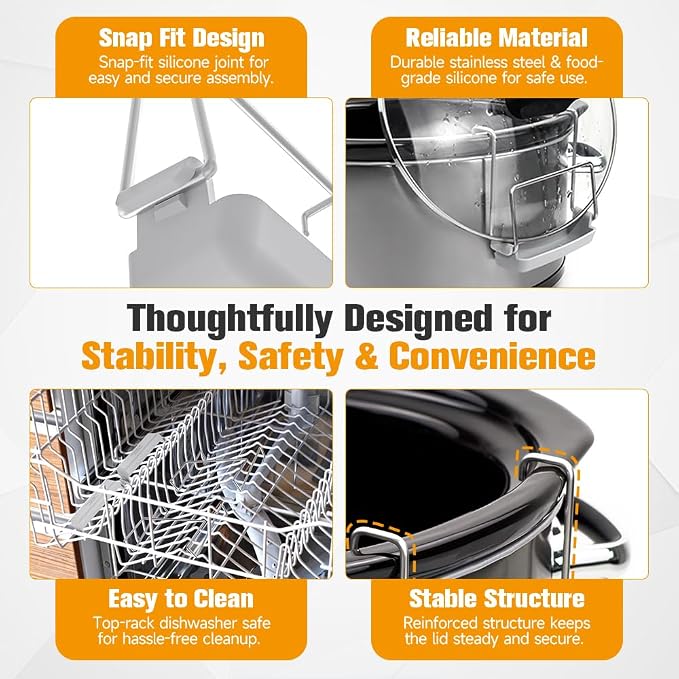 SOPHICO Slow Cooker Lid Holder for Cooking, Hand Free Pot Lid Organizer - Image 4