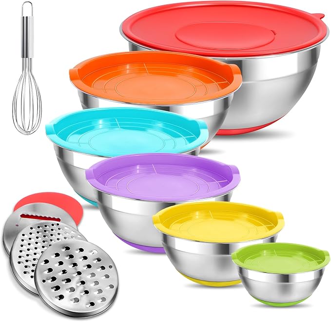 Mixing Bowls with Lids Set, Meal Storage by Eallpha