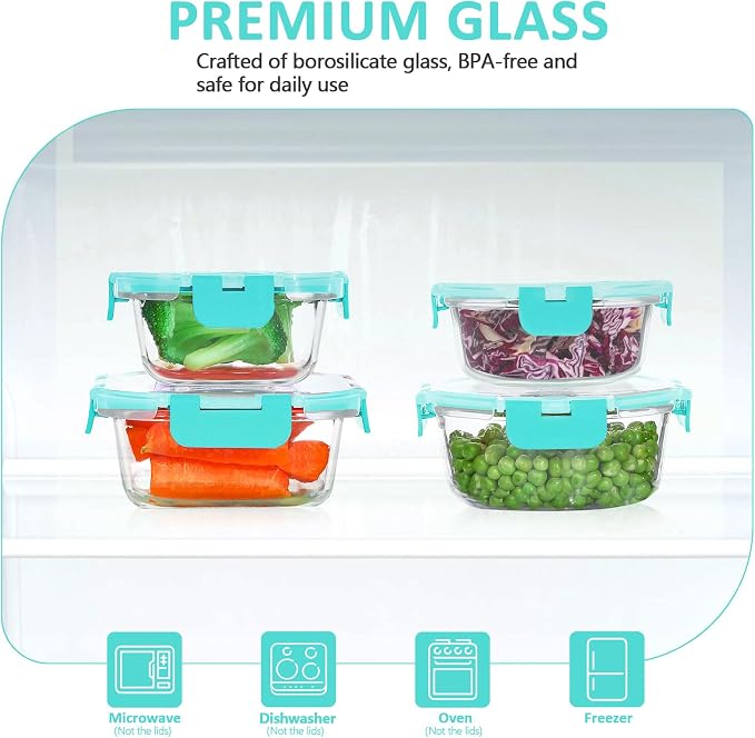 KOMUEE 24 Pieces Glass Food Storage Containers Set, Meal Prep Containers - Image 3