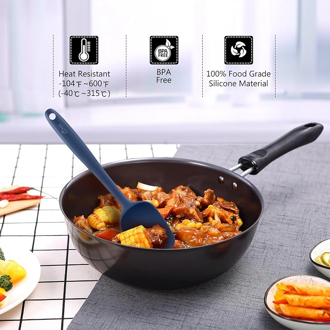HOTEC Heat Resistant 600℉ BPA-Free Silicone Rubber Spatula Set - Image 4