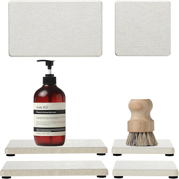Razborci 4PCS Bathroom Sink Vanity Trays, Diatomaceous Earth Quick Stone Drying by Razborci