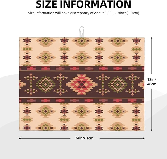 American Aztec Dish Drying Mat Traditional Ethnic Style Design Geometric Drying - Image 3