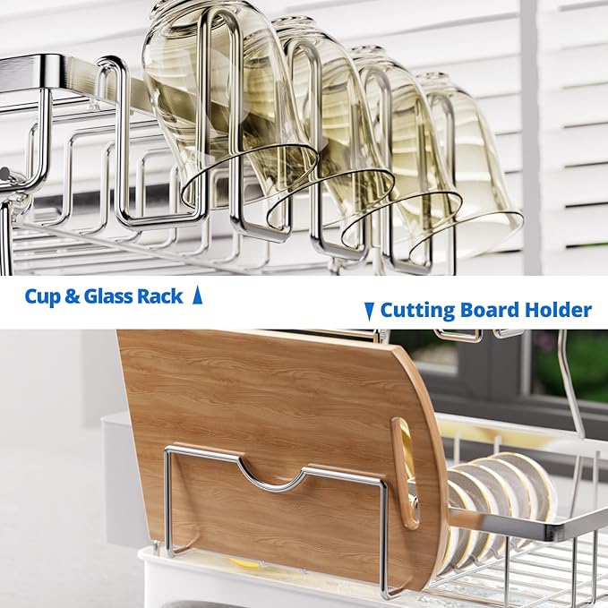 Godboat Dish Drying Rack, 2-Tier Dish Rack - Image 6