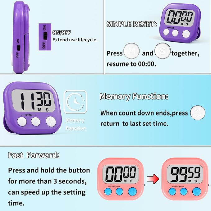 Timer for Kids Teachers Supplies Digital Kitchen Timers for Cooking Large - Image 4