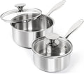 MICHELANGELO 1Qt & 2Qt Tri-ply Stainless Steel Saucepan Set, Small Cooking Pots by Michelangelo