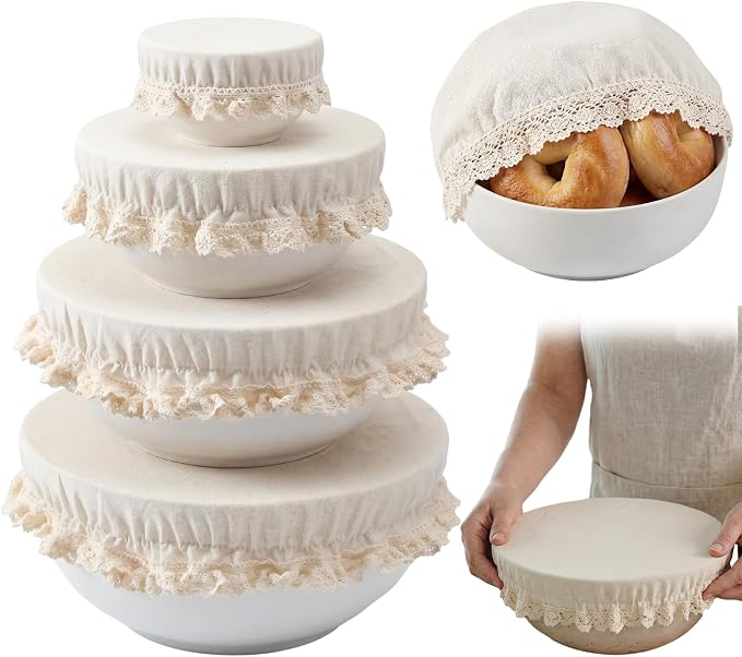 Set of 4 Reusable Cotton Bowl Covers by Unknown