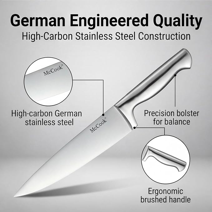 McCook® Knife Sets, German Stainless Steel Kitchen Knife Block Sets - Image 4