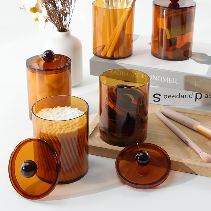 XIPENGKEJI 2 Pack Qtip Holder, Canister Apothecary Jar Set, Bathroom Jars - Image 7