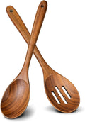 2Pcs Wooden Spoons for Cooking, Natural Premium Teak Wooden Spoon & Slotted by Unknown