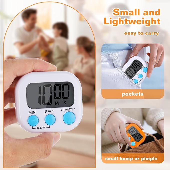 12 Pack Digital Kitchen Timers for Cooking, Small Magnetic Countdown Classroom - Image 8