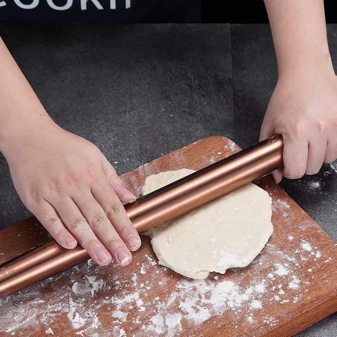 Berglander Rose Gold Rolling Pin, 16.7 Inches Stainless Steel Matte Finish - Image 6