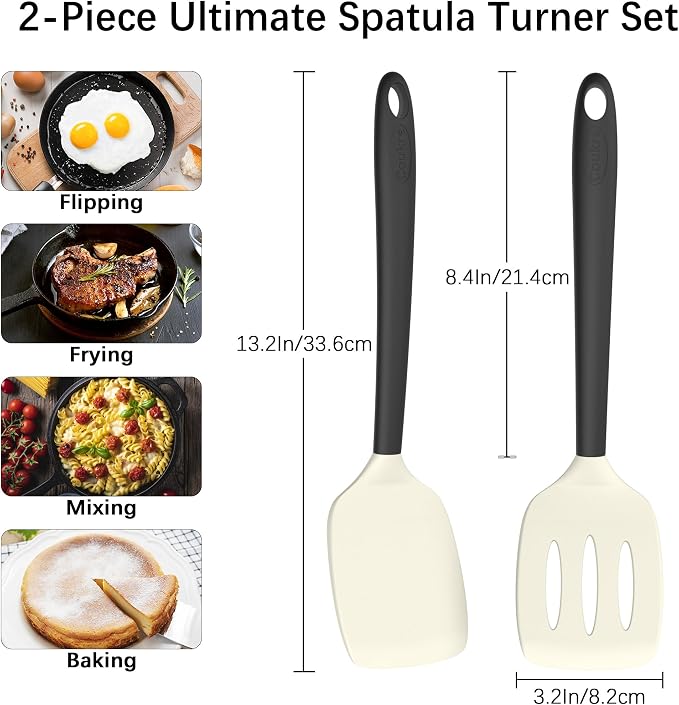 Coukre 2 Pack Silicone Spatula Set, High Heat Resistant, BPA Free Kitchen - Image 6