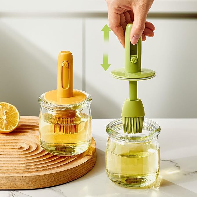Retractable Oil Brush Dispenser, 2-in-1 Glass Olive Oil Bottle - Image 7