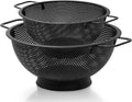 2PCS Black Colander for Kitchen, 3QT and 5QT, Stainless Steel Pasta Strainer by Kteniy